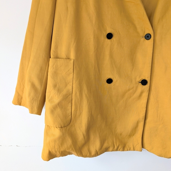 Zara Mustard Linen Blend Double-Breasted Blazer ~ Size Medium - Picture 6 of 10
